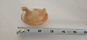 Vintage Style Mini Transparent White With Amber Swirl Hen On Nest Pinch Of Salt
